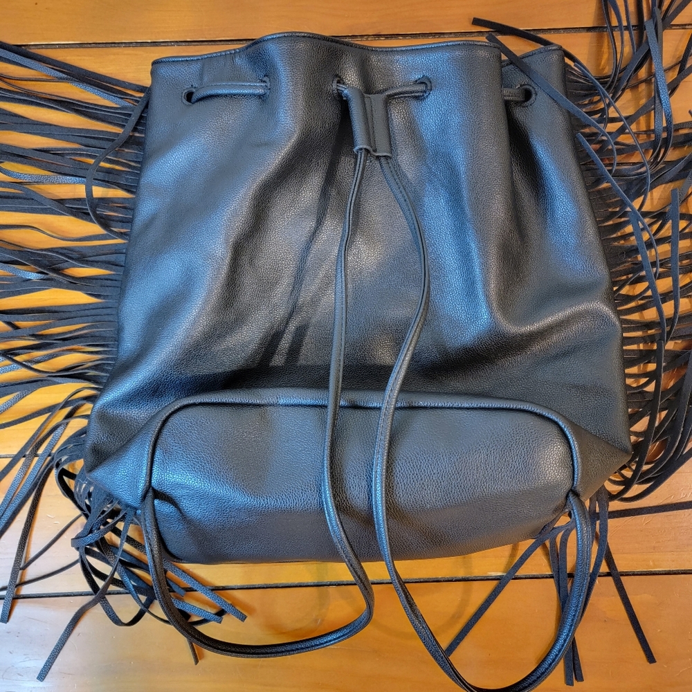 Victoria's Secret Black Backpack with Fringe - Picture 5 of 10